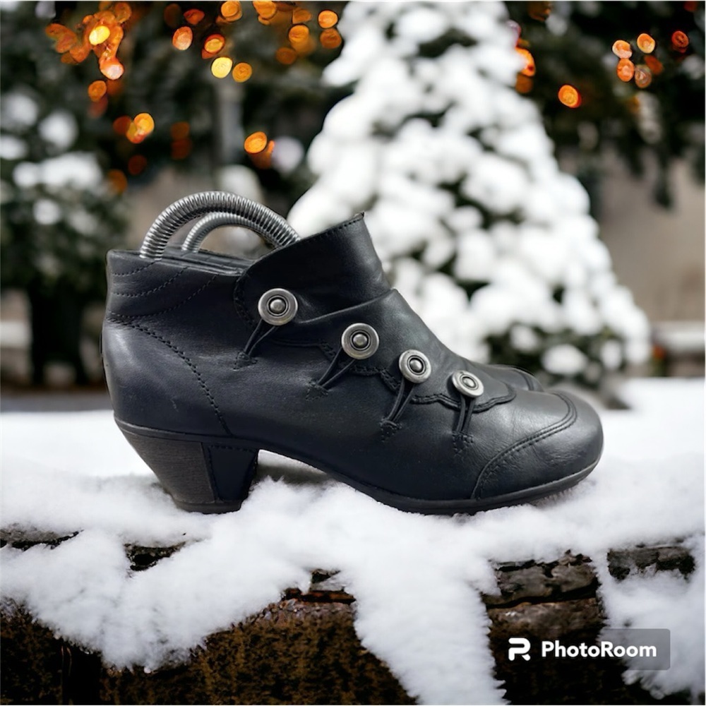 Remonte Dorndorf AnneMarie Women Shoes Black Sz 8 Leather Slip On Ankle Boots☀️ - Picture 9 of 15